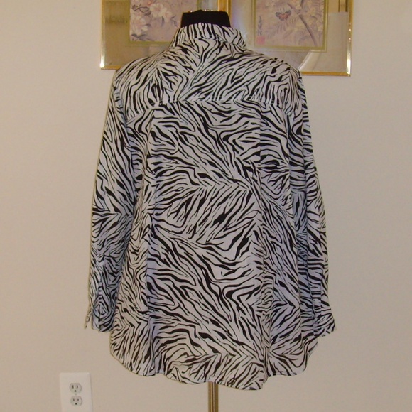 CYNTHIA ROWLEY 100% Linen Blouse 3X Zebra Print - Picture 6 of 13